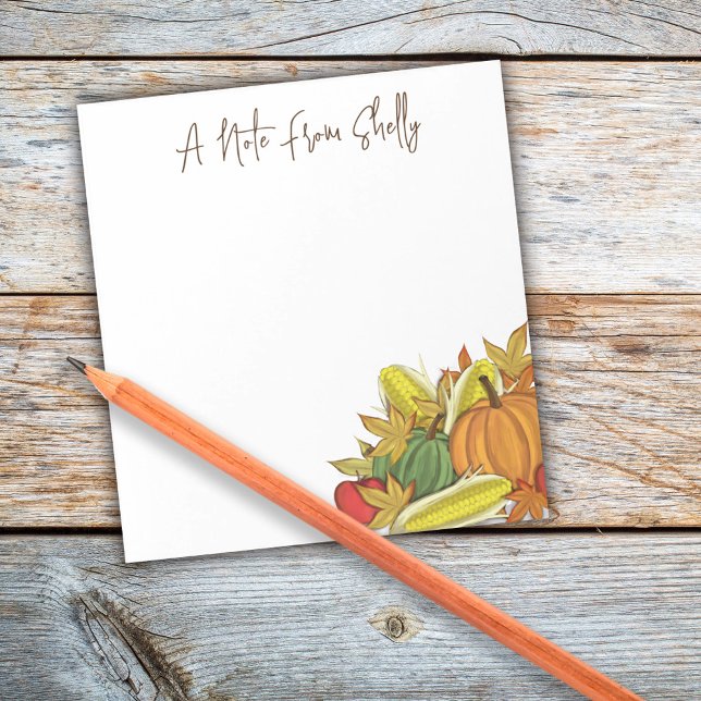 Bloc-note Automne Aquarelle Élégante Automne Harvest Feuille (Fall Autumn Harvest pumpkin and gourds custom post it note pad )