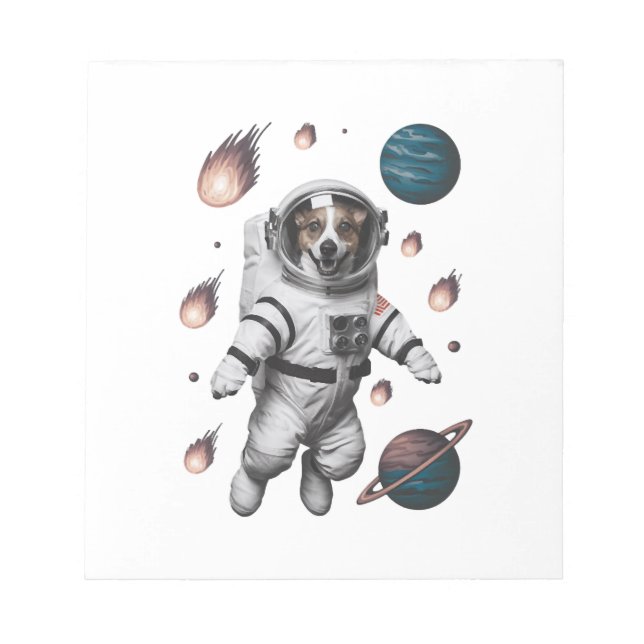 Bloc-note Aventure spatiale avec un chien astronaute (Devant)