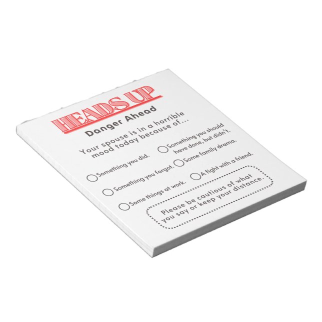 Bloc-note Avertissement au conjoint (Incliné)