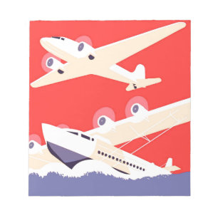 Bloc-note Avion en vol vintage WPA coloré