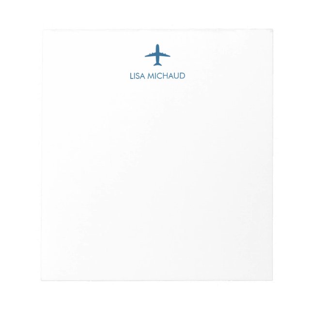 Bloc-note Avion Moderne Pilote Personnalisé (Devant)