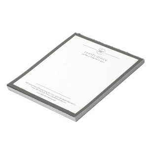Bloc-note Avocat de monogramme blanc gris foncé
