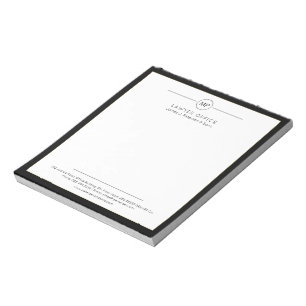 Bloc-note Avocat en monogramme noir et blanc du bureau moder