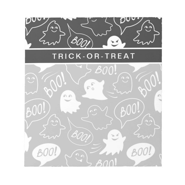 Bloc-note B&W Cute Doodle Halloween Motif (Devant)