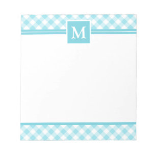 Bloc-note Baby Blue vichy à carreaux Monogramme