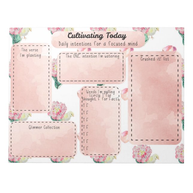 Bloc-note Baby Chick Fresh Spring Mindset Daily Intention (Devant)