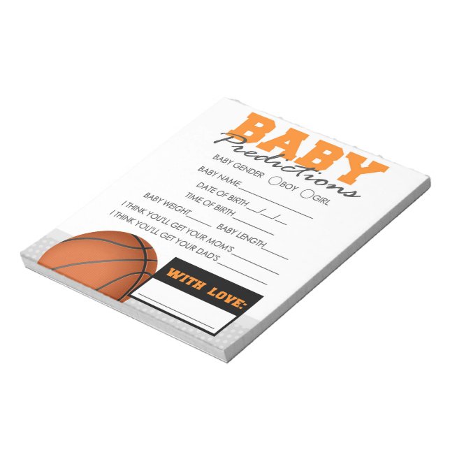 Bloc-note Baby shower de basket-ball des prédictions pour bé (Tourné)