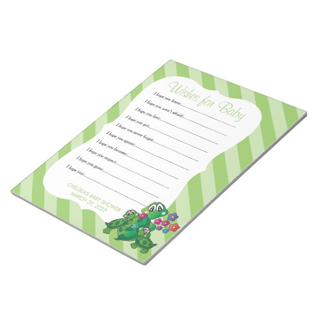 Bloc-note Baby shower de tortue mignonne - Voeux (Incliné)