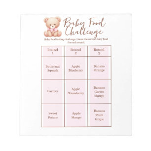Bloc-note Baby shower Food Challenge Activité de jeu Bloc-no