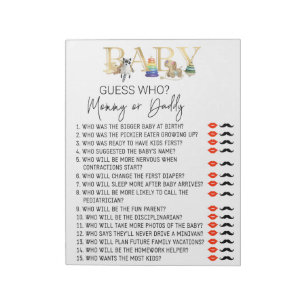 Bloc-note Baby Shower Game Guess Who Toys  Gold 