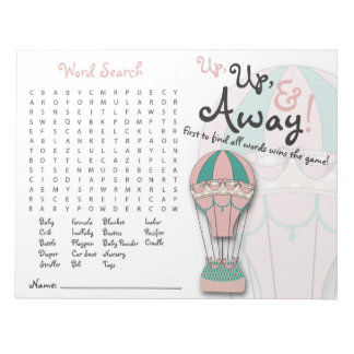 Bloc-note Baby shower Games, Word Search, Hot air Balloon