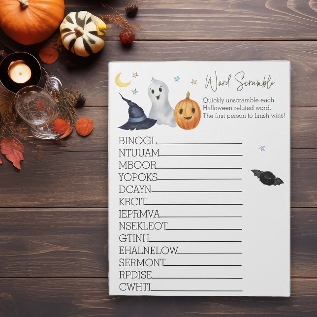 Bloc-note Baby Shower Halloween Ghost Word Scramble  Notepad (Créateur téléchargé)