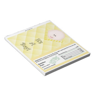 Bloc-note Baby shower Jaune Barre de Bonbons Fête Favoriser
