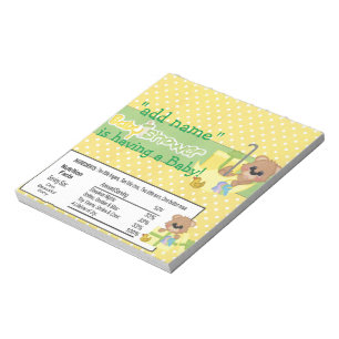 Bloc-note Baby shower Jaune Barre de Bonbons Fête Favoriser
