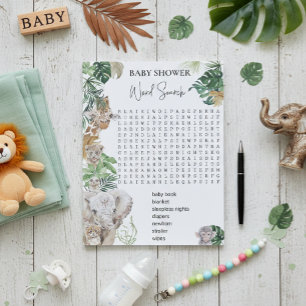Bloc-note Baby shower Jungle Safari Animaux Word Search