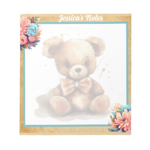 Bloc-note Baby shower Ours Bleu Boho