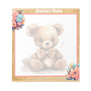 Bloc-note Baby shower Ours rose Boho