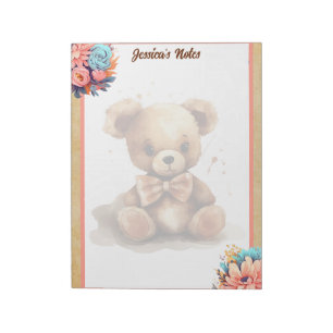 Bloc-note Baby shower Ours rose Boho