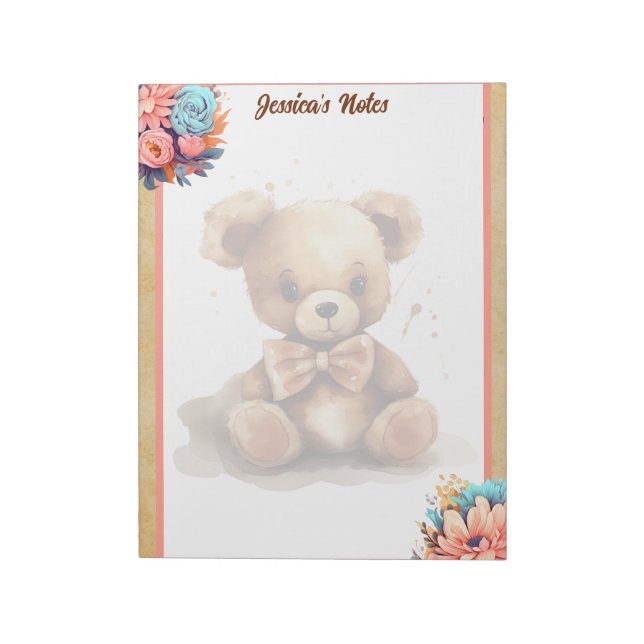 Bloc-note Baby shower Ours rose Boho (Tourné)