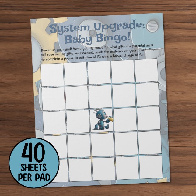 Bloc-note Baby shower robotique Jeu de Bingo (Créateur téléchargé)