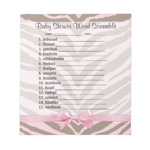 Bloc-note Baby shower rose/Brown Jeu de course de mots 40 pa
