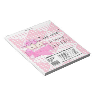 Bloc-note Baby shower rose Twins Candy Bar Wrappers Favorise