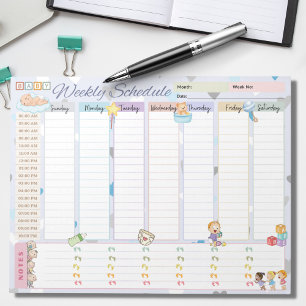 Bloc-note Baby Weekly Planificateur Pastel Blue Theme