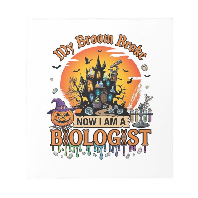 Bloc-note Balai Brisé Biologiste Halloween Château Hanté Cit (Devant)