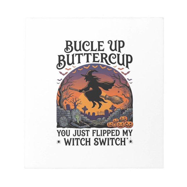 Bloc-note Balai de Halloween Sorcière Buttercup Switch Bucle (Devant)