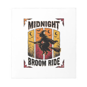 Bloc-note Balai de minuit Vintage Sorcière Halloween Graphiq