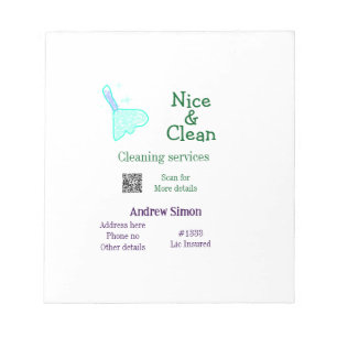 Bloc-note Balai nettoyant vert bleu gitter ajouter nom adres