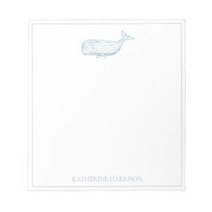 Bloc-note Baleine bleue personnalisée à l'aquarelle côtière