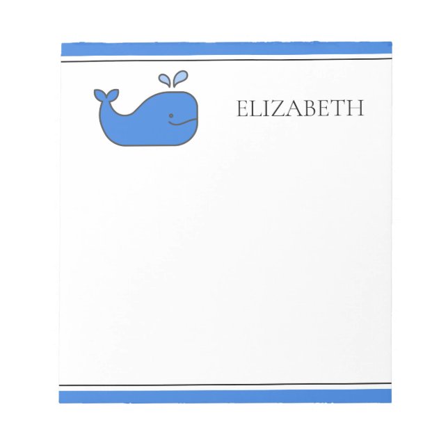 Bloc-note Baleine bleue preppy personnalisée (Devant)