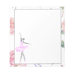 Bloc-note Ballerine personnalisée Madelyn   Bordure aquarell