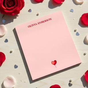 Bloc-note Ballon Cœur Rouge Saint-Valentin Personnalisé