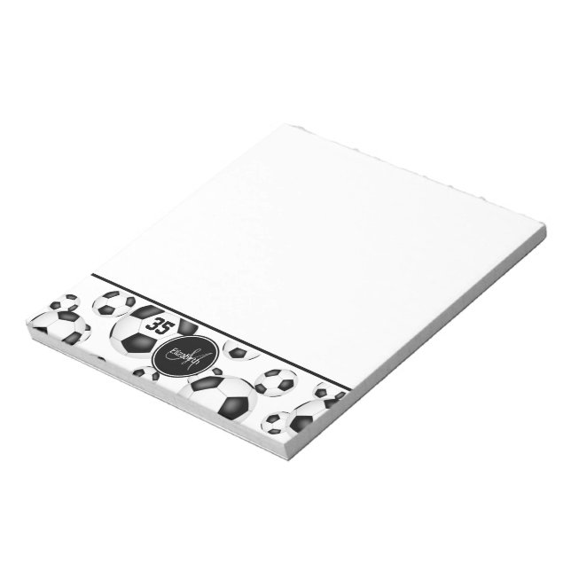 Bloc-note ballons de football motif accent personnalisé (Tourné)