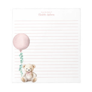 Bloc-note Ballotte d'ours rose Teddy Personnalisée