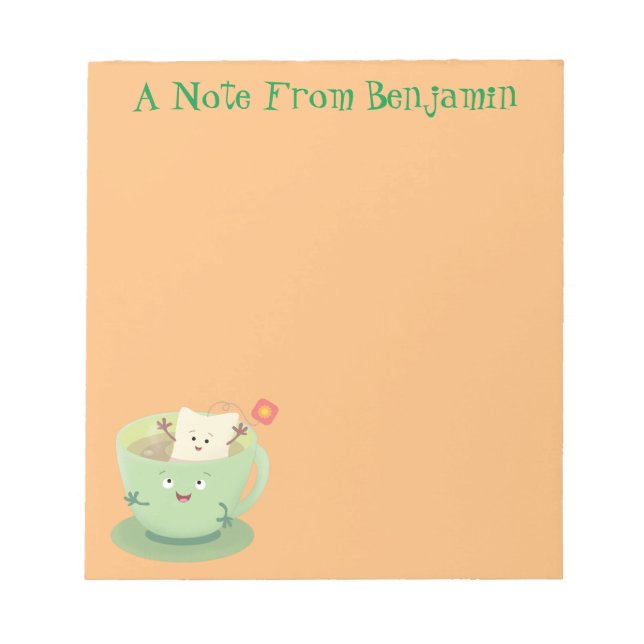 Bloc-note Bande dessinée de la tasse de thé mignonne humour  (Devant)
