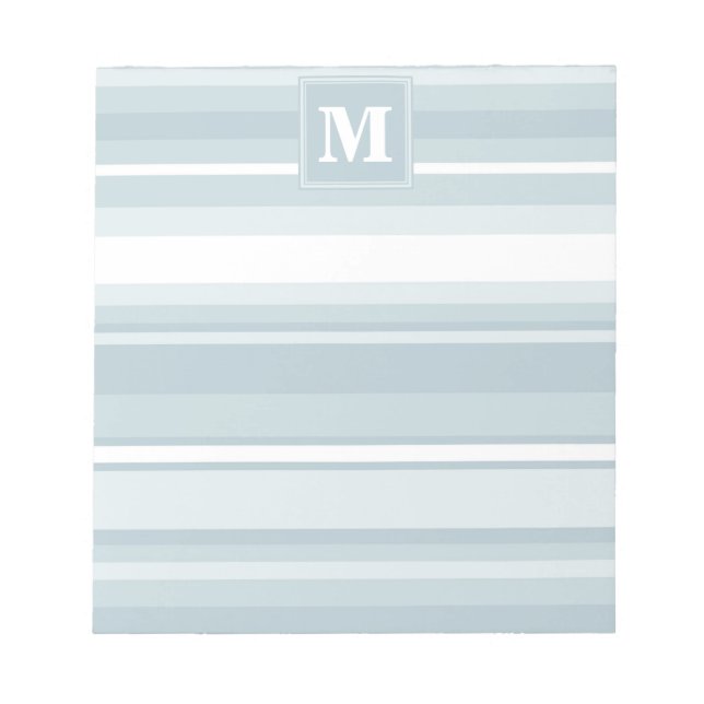 Bloc-note Bandes bleu glace monogramme (Devant)