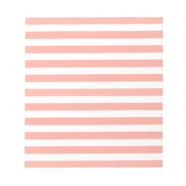 Bloc-note Bandes de bonbons corail et blanc (Devant)