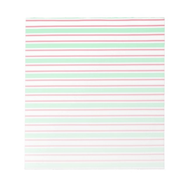 Bloc-note Bandes de bonbons vert, rose et blanc à la menthe (Devant)