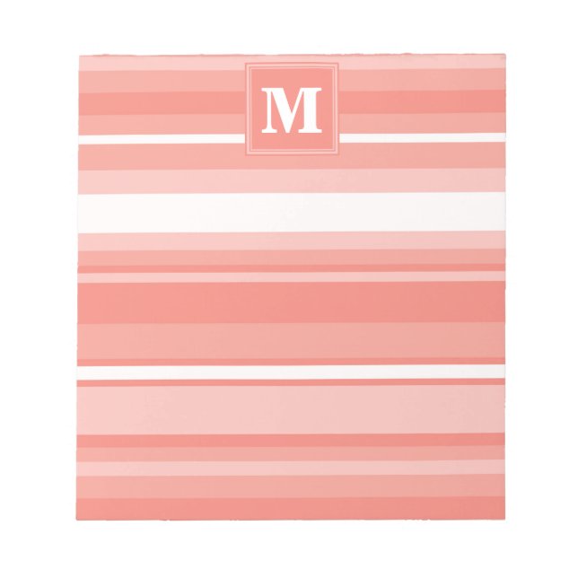 Bloc-note Bandes de corail monogramme (Devant)