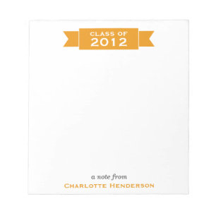 Bloc-note Bannière orange ruban moderne classe année étudian