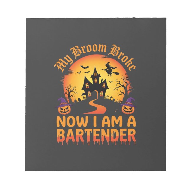 Bloc-note Barman Halloween Maison Hantée Sorcière Citrouille (Devant)