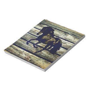 Bloc-note Barne primitiveBois équestre noir Stallion Horse