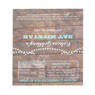 Bloc-note Barnwood Lights Turquoise Bat mitzvah Wrappers