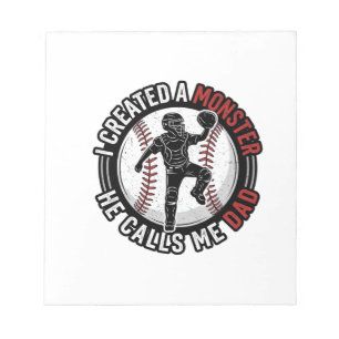 Bloc-note Baseball Papa Monstre Vintage Catcher Conception d