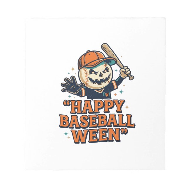 Bloc-note Baseball Ween Vintage Halloween Baseball Heureux (Devant)