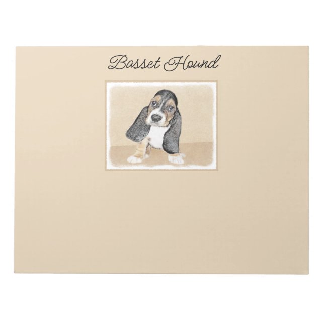 Bloc-note Basset Hound Peinture Chiot - Art Chien original (Devant)