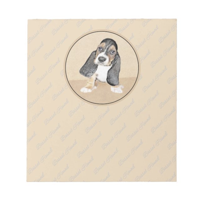 Bloc-note Basset Hound Peinture Chiot - Art Chien original (Devant)